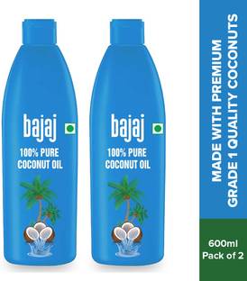 BAJAJ 100% Pure Coconut Oil Pack of 2 Made with Premium Grade 1 Quality Coconuts Hair Oil