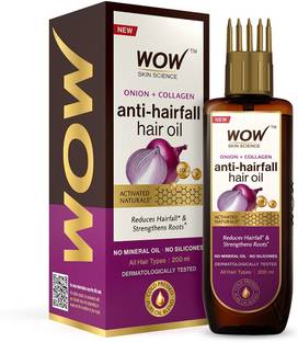 WOW SKIN SCIENCE Onion Oil - Black Seed Onion Hair Oil - WITH COMB APPLICATOR - Controls Hair Fall - NO Mineral Oil, Silicones, Cooking Oil & Synthetic Fragrance - 200 ml Hair Oil