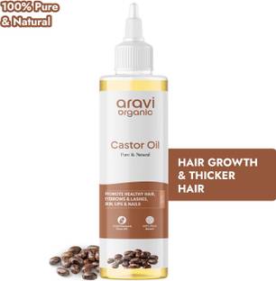 Aravi Organic 100% Pure Cold Pressed Castor Oil - For Healthy Hair Growth and Skin Care Hair Oil