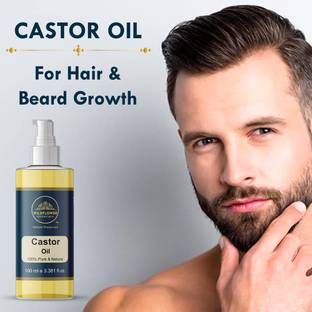 Wildflower essentials Castor Oil For Hair & Beard Growth, Nourishes & Strengthens Uneven Patchy Beard Hair Oil