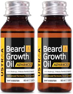 USTRAA Beard Growth Oil Advanced - 60 ml x 2 | No Sulphates & No Parabens Hair Oil