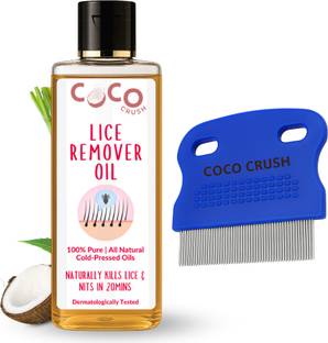 COCO CRUSH Herbal Lice & Nits Remover Hair Oil & Fine Comb, Safe for All Ages, 100% Natural Hair Oil