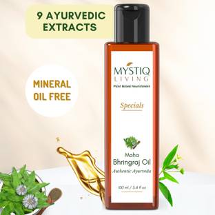Mystiq Living Maha Bhringraj Oil Infused With 9 Ayurvedic Herbs (Hair Growth, Anti Hair Fall & Anti Dandruff, Prevents Greying) Hair Oil