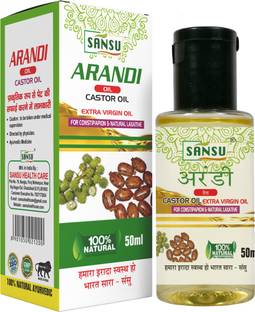 Sansu 100% Pure Castor Oil, Cold Pressed, To Support Hair Growth ( 50ml, Pack of 5) Hair Oil
