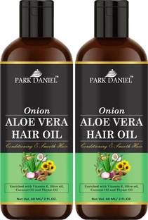 PARK DANIEL Premium Onion Aloe Vera Hair Oil Enriched With Vitamin E-For Conditioning and Smooth Hair Combo Pack 2 Bottle of 60 ml(120 ml) Hair Oil