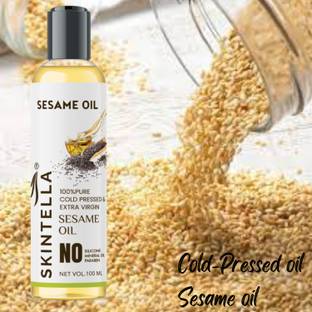 Skintella Cold pressed White Sesame Oil for Hair, Face, & Skin, Pure & Natural Sesame Hair Oil