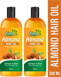 Cesaro Organics Almond Hair Oil with Almond and Vitamin E for Non Sticky , Damage free Hair Oil