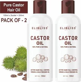 ELIBLISS Pure Castor Oil, Cold Pressed, To Support Hair Growth Hair Oil Pack of 2 Hair Oil