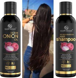 glowocean Red Onion Black Seed Hair Shampoo and ocean onion Hair Oil