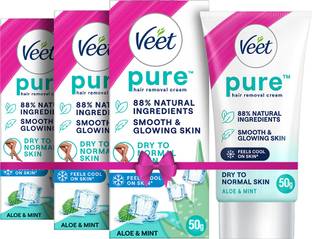 Veet Pure Hair Removal - Dry Skin Cream 50g,Set Of 3 Cream