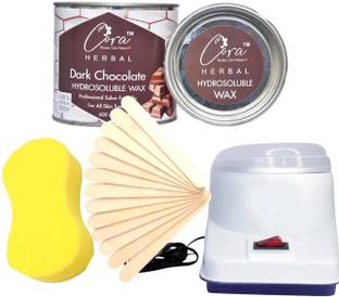 CORA HERBAL DARK CHOCOLATE HYDROSOLUBLE WAX COMPLIMENTARY STICK & STRIPS & WAX HEATER COMBO Wax