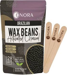 Enora Hair Removal Brazilian Hard Wax Beans For Face, Eyebrow, Back, Chest, Bikini Areas, Legs , Arms and Beards ,Black Head , Tan, Dead Skin | Smooth | Activated Charcoal (350 gram) Wax