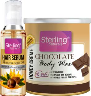 Sterling Naturals HONEY CRÈME Chocolate Hair Removal BODY WAX for waxing on arms , Legs and Under Arms for Smooth Soft Look | Hair Serum for Hair Fall Control | Chocolate Hair Removal Wax