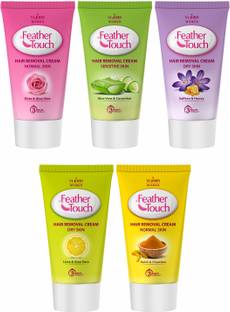 VI-JOHN Feather Touch Hair Removal Cream Rose, Aloe Vera, Honey, Lime & Haldi -40GM Each Cream