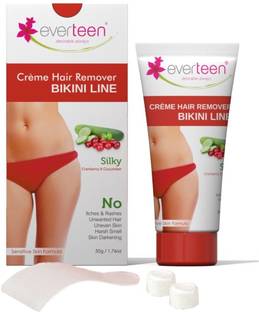 everteen SILKY Bikini Line Hair Remover Creme with Cranberry and Cucumber - 1 Pack (50g) Cream