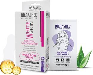 DR.RASHEL White skin 10 Nose Strips and 10 Wet Wipes Blackhead & Whitehead remover Strips