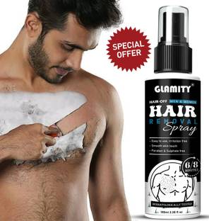 GLAMITY Hair Removal Cream Spray for Men | Painless Body Hair Removal Spray