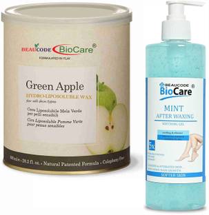 BEAUCODE BioCare Green Apple Wax Combo Kit Wax 1 Mint After Waxing Soothing Gel-Pack Of 2 Wax