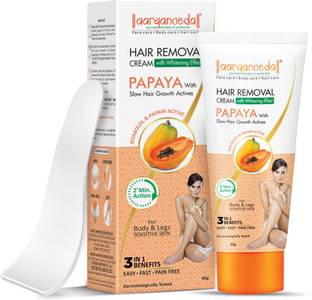 Aaryanveda Hair Removal Cream with Whitening Effect Papaya Hair Remover with 2 Min. Formula Cream