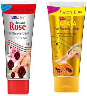 Face & Fair Crème Hair Removar | Hair Removal Cream | 1 Papaya and 1 Rose Hair Removal Cream - Instant Hair Vanishing Cream with Goodness of Papaya and Rose combo Cream