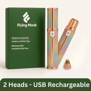 Flying monk 2 in 1 Lipstick Shape Electronic Facial Hair Eyebrow Hair Remover Shaver Waxing For Women- Rechargeable With USB Cable Strips