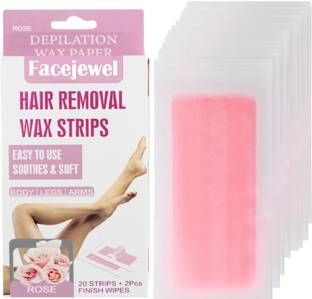 facejewel Hair Remover Wax Strips Easy To Use Soothes & Soft Rose Strips