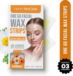 Hilary Rhoda One Go Facial Wax Strips | Face,Upper Lip & Chin Facial Wax | Chamomile Extract Strips