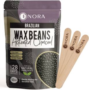 एनोरा Hair Removal Brazilian Hard Wax Beans For Face, Eyebrow, Back, Chest, Bikini Areas, Legs , Arms and Beards ,Black Head , Tan, Dead Skin | Smooth | Activated Charcoal (50 gram)