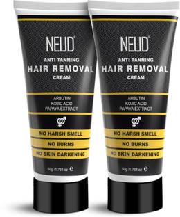 NEUD Anti-Tanning Hair Removal Cream for Men and Women - Twin Pack (50g x 2 Tubes) Cream
