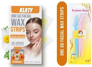 klaty Facial Wax Strips with Tinkle Razor Set |Face ,Under Arms,Wax Strips|p Chamomile Strips