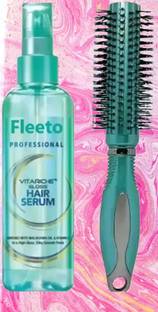 Fleeto Glossy Finish Pack: Vitamin E Hair Serum + Round Comb