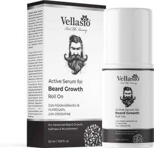 vellasio Active Beard Growth Roll On serum with Cressatine , Fision Keraveg 18 , PROCAPIL