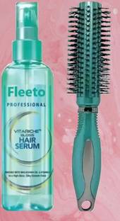 Fleeto Frizz-Free Finish Pack: Hair Serum with Vitamin E + Round Comb