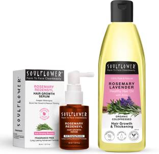 Soulflower Rosemary Redensyl Hair Growth Serum 30ml & Rosemary Lavender Hair Oil 225ml