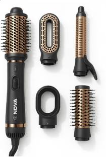 NOVA 6 in 1 Hot Air Brush for Women | One Step Dryer, Volumizer and NHP 8229 Hair Straightener Brush
