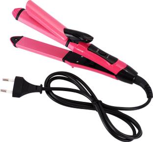 Royal Time youthfull Hair Straightener with Ceramic Coated Plates & Quick Heat-Up 2 in 1 Curler Hair Straightener (Black, Pink) Hair Straightener (Pink, Black) Hair Straightener
