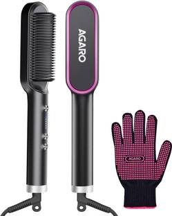 AGARO Hair Straightening Brush, 5 Heat Settings, Fast Heating, Ionic Care, Hot Brush HSB2107 Hair Straightener Brush