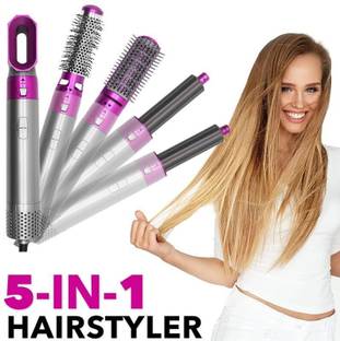 TUNIFI 5 in 1 Hair Styler For Women Multifunctional Styling Tool With 5 Attachments 1 Hot Air Brush, 2 Spiral Curler, 1 Hair Dryer, 1 Hair Straightner Comb, 3 Heat Hair Styler