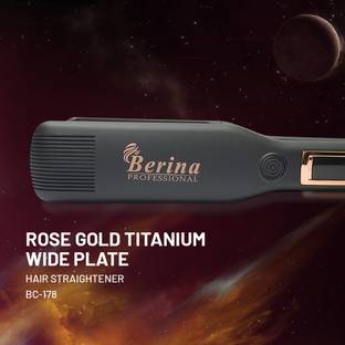 Berina BC178 Professional | Rose Gold Hair Straightener BC-178 | Wide plates Hair Straightener
