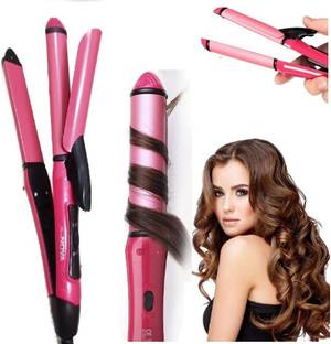 GHANISHKA 2 in 1 hair curler& straightener HAIR STRAIGHTENER & CURLER 2 IN 1 NHC 2009 BEAUTY SET FOR WOMEN CERAMIC PLATE Hair Straightener