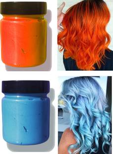 THTC Orange & Sky blue Hair Styling Temporary Hair Color Wax , SKY BLUE, OARNGE