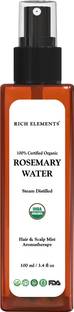 RICH ELEMENTS 100% Pure Certified Organic Rosemary Water Spray for Hair Growth & Nourishment Hair Mist