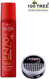 100Tree Enzo Hair Hold Spray With MG5 Hair Wax 100g-Super Hold Hair Styler Hair Spray