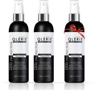 QLERIX Premium Hair Heat Protector Hair Spray with keratin vitamin E & B5 Pack of 3 Hair Serum