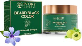 Ivory Natural Black Beard Color (30g) - Plant Based Powder - Ammonia Free, Natural Beard Color Beard Cream