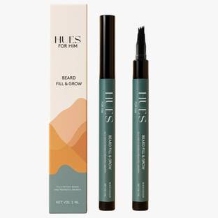HUES FOR HIM Black Beard Filler for Men with Growth Extract|Waterproof,Smudge-Proof Beard Cream
