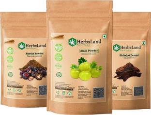 HerbsLand Organic Amla Reetha Shikakai Powder for Hair (Natural Hair Shampoo) (150gm)