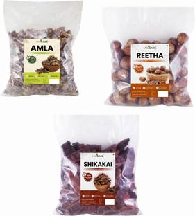 Vedcare Whole Dried Amla, Reetha, Shikakai Raw Form for Hair Care Combo Each 200Gms