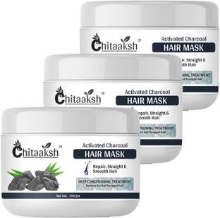 CHITAAKSH Activated Charcoal Hair Spa & Hair Mask Deep Cleansing Scalp Scrub (Pack of 3)