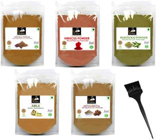 Groly Amla, Reetha, Shikakai, Bhringraj & Hibiscus Powder-Hair Care Combo Pack (50gx5)